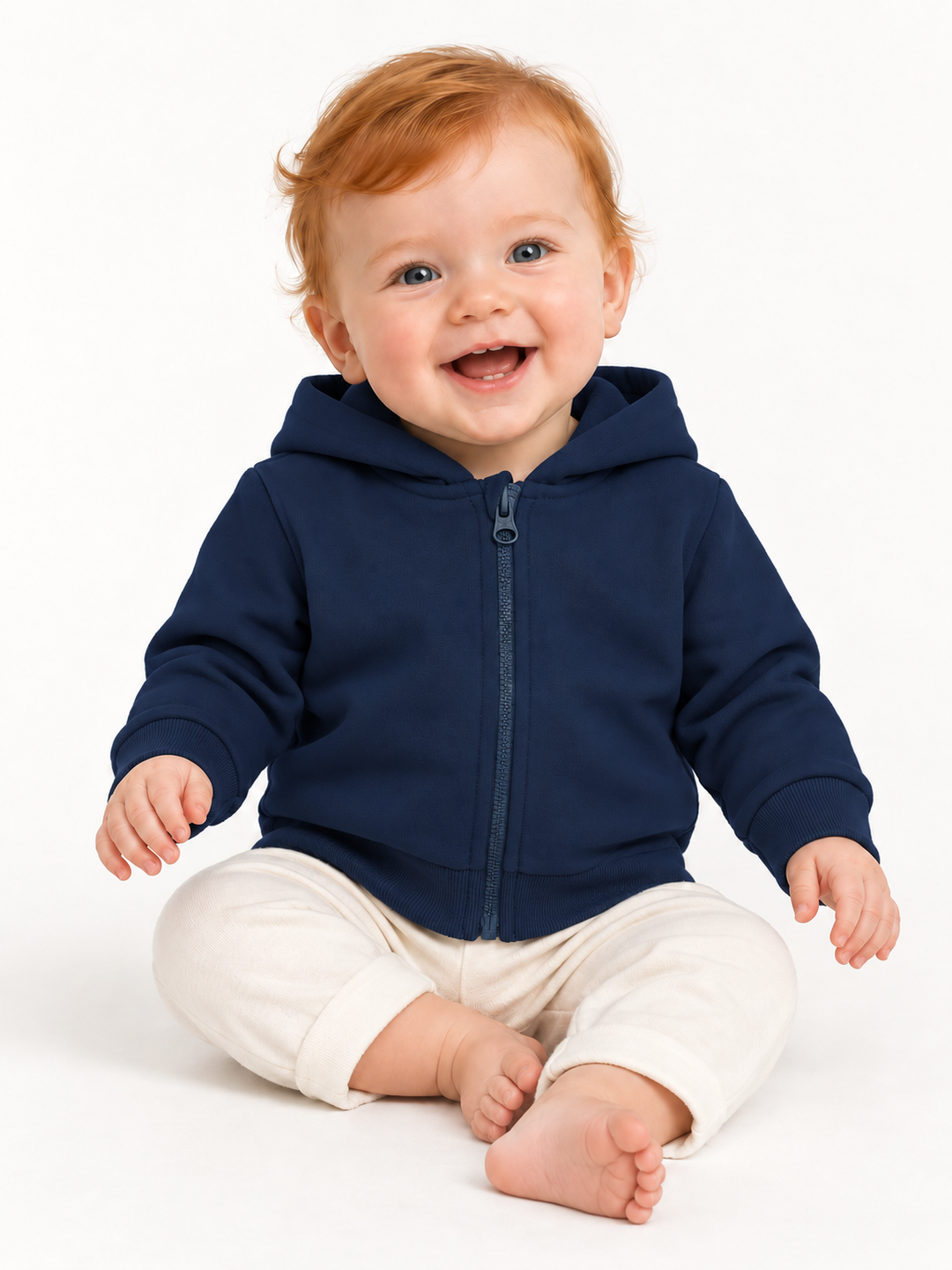 Baby Zip-Hoodie in Navy – Modelansicht
