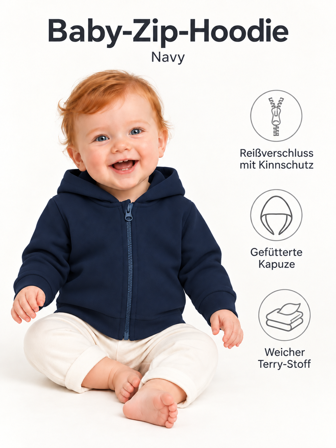 Baby Zip-Hoodie in Navy – Produktdetails