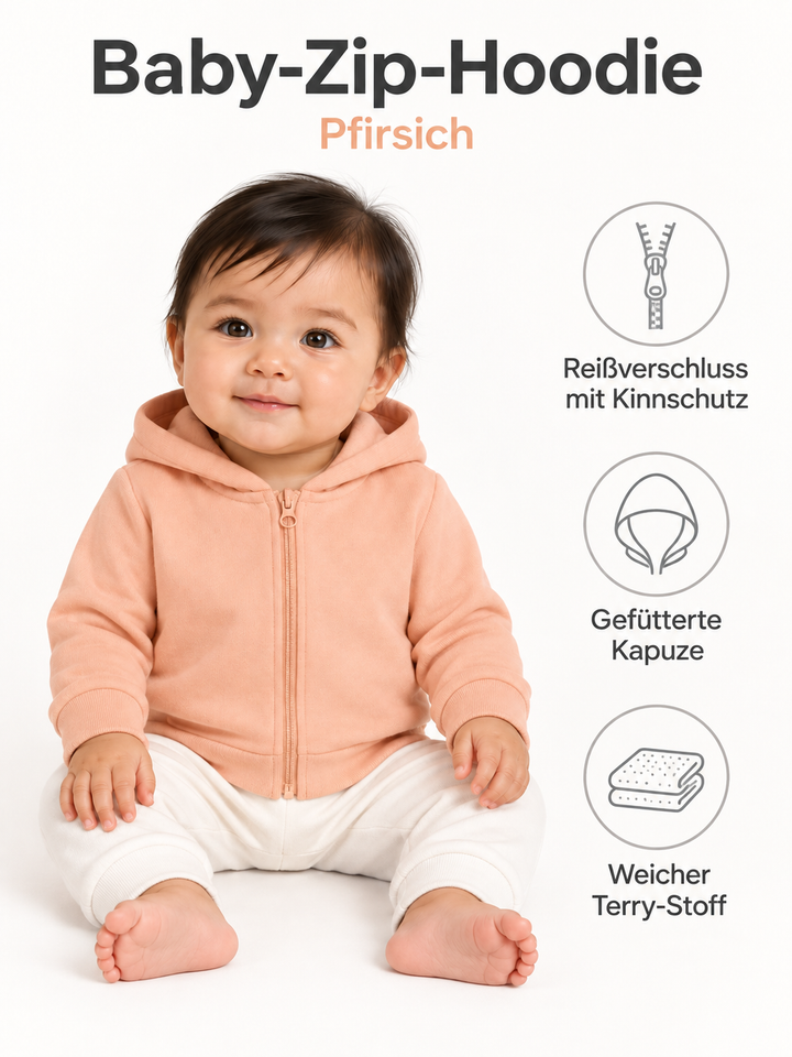 Baby Zip-Hoodie in Pfirsich – Produktdetails