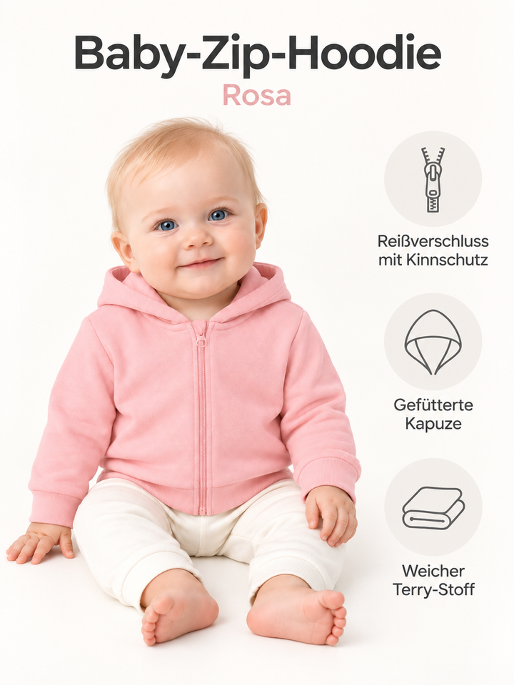 Baby Zip-Hoodie in Rosa – Produktdetails