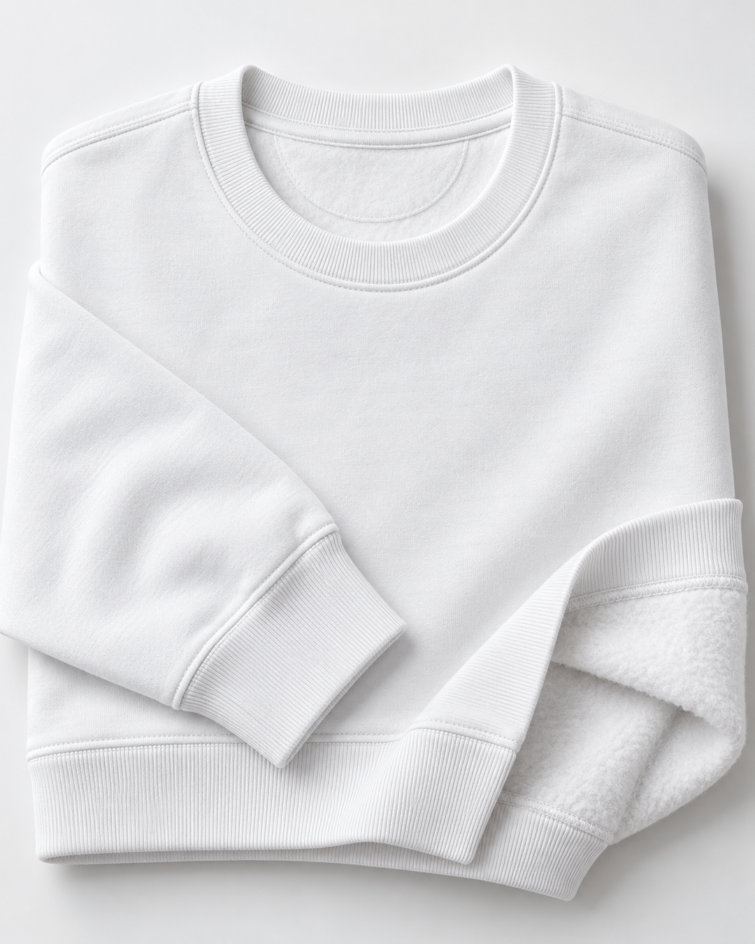 Sitztgut Damen-Sweatshirt aus Baumwolle, kurz geschnitten – Weiß – Materialdetail