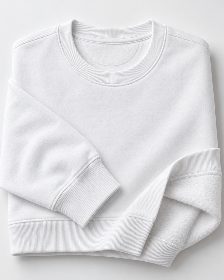 Sitztgut Damen-Sweatshirt aus Baumwolle, kurz geschnitten – Weiß – Materialdetail