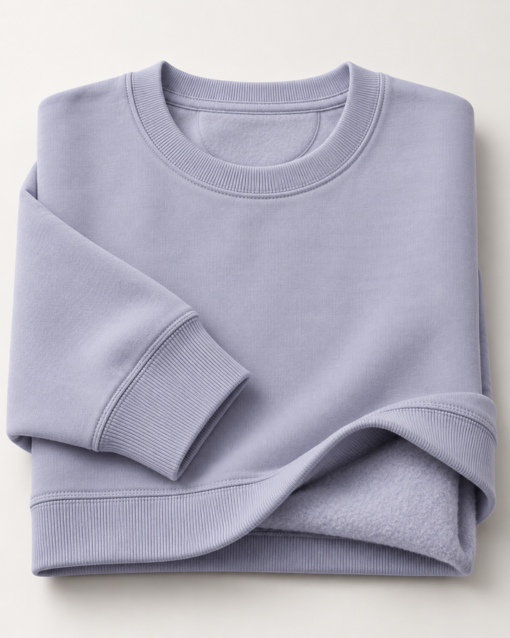 Sitztgut Damen-Sweatshirt aus Baumwolle, kurz geschnitten – Lavender – Materialdetail