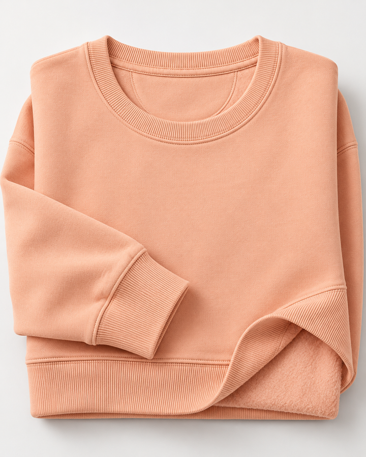 Sitztgut Damen-Sweatshirt aus Baumwolle, kurz geschnitten – Fraiche Peche – Materialdetail