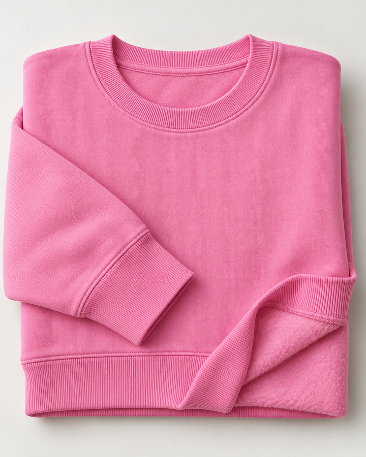 Sitztgut Damen-Sweatshirt aus Baumwolle, kurz geschnitten – Bubble Pink – Materialdetail