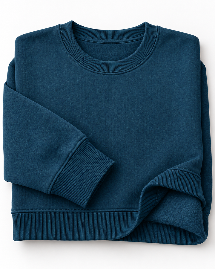 Sitztgut Damen-Sweatshirt aus Baumwolle, kurz geschnitten – Deep Teal – Materialdetail