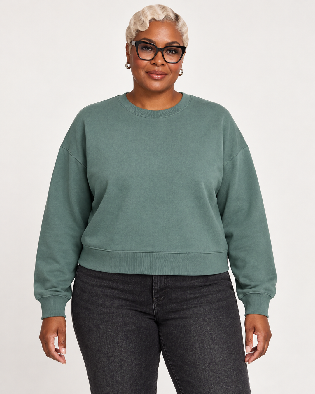 Sitztgut Damen-Sweatshirt aus Baumwolle, kurz geschnitten – Green Bay – Vorderansicht