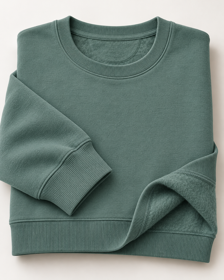 Sitztgut Damen-Sweatshirt aus Baumwolle, kurz geschnitten – Green Bay – Materialdetail
