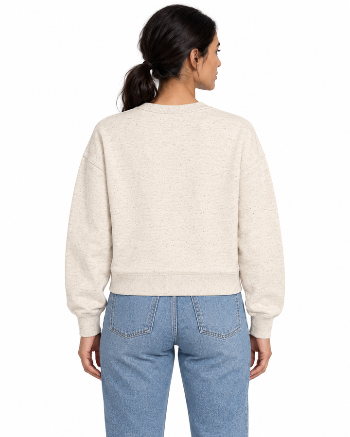 Sitztgut Damen-Sweatshirt aus Baumwolle, kurz geschnitten – Eco-Heather – Rückenansicht