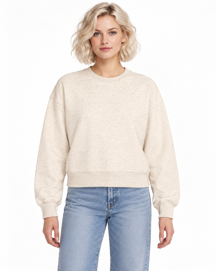 Sitztgut Damen-Sweatshirt aus Baumwolle, kurz geschnitten – Eco-Heather – Vorderansicht