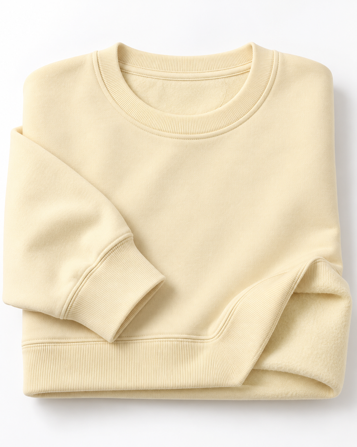 Sitztgut Damen-Sweatshirt aus Baumwolle, kurz geschnitten – Honey Paper – Materialdetail