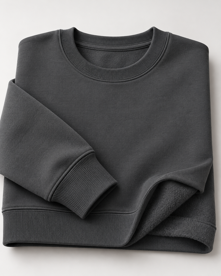 Sitztgut Damen-Sweatshirt aus Baumwolle, kurz geschnitten – Anthracite – Materialdetail