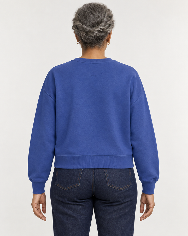 Sitztgut Damen-Sweatshirt aus Baumwolle, kurz geschnitten – Dusk – Rückenansicht