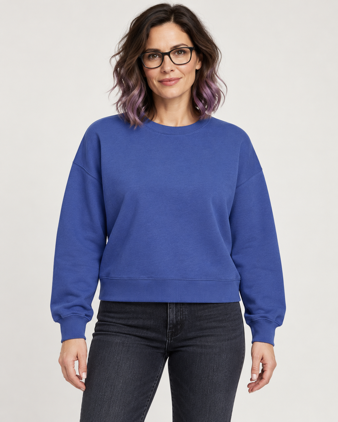 Sitztgut Damen-Sweatshirt aus Baumwolle, kurz geschnitten – Dusk – Vorderansicht
