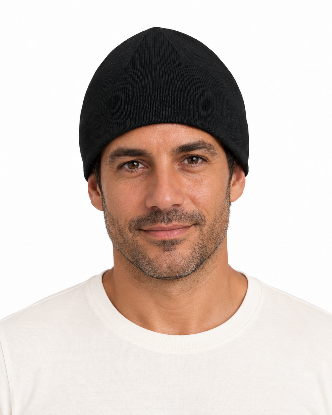 Sitztgut Herren-Beanie aus Baumwolle mit Fleecefutter – Schwarz – Herrenmodel, Hauptbild
