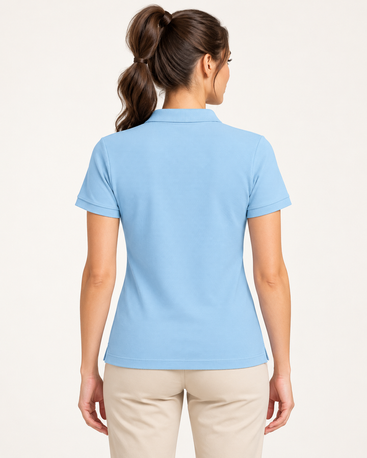 Sitztgut Damen-Poloshirt aus Baumwoll-Piqué, 185 g/m² – Sky blue – Rückenansicht