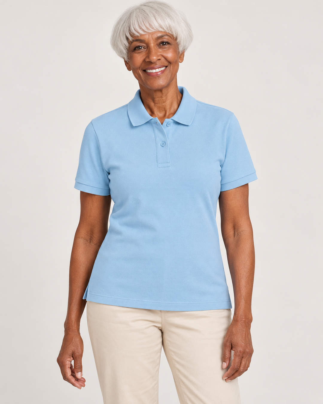 Sitztgut Damen-Poloshirt aus Baumwoll-Piqué, 185 g/m² – Sky blue – Vorderansicht