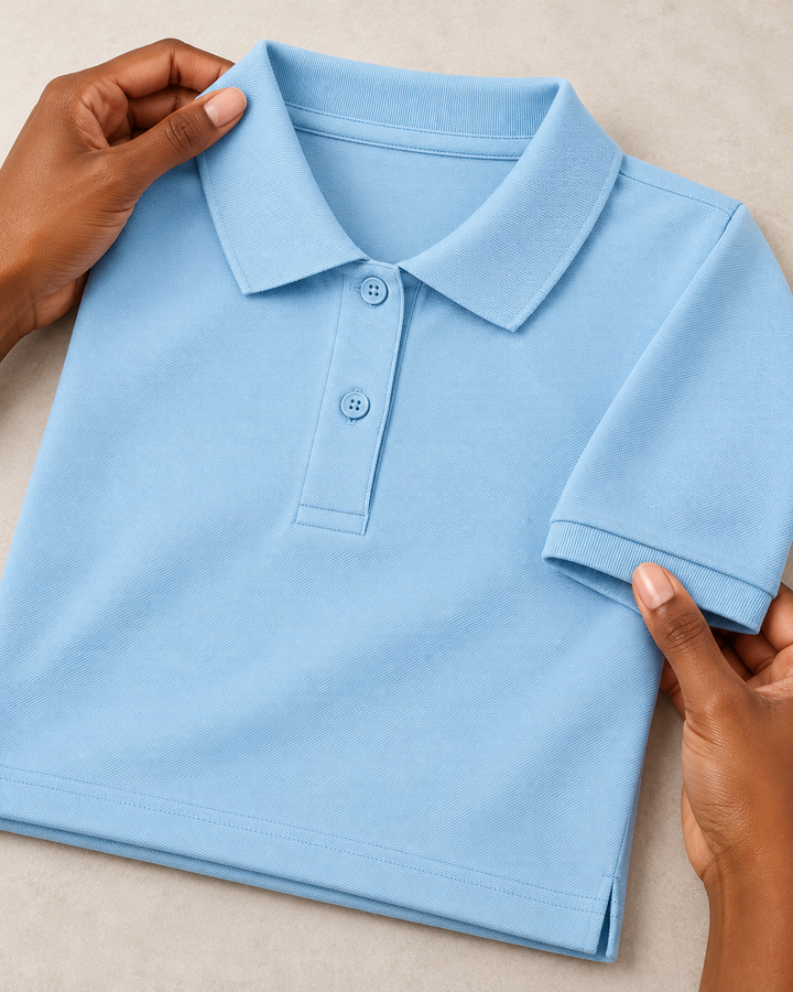 Sitztgut Damen-Poloshirt aus Baumwoll-Piqué, 185 g/m² – Sky blue – Materialdetail