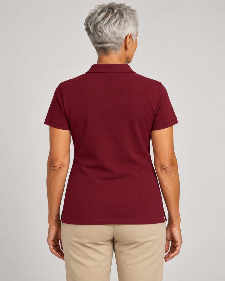 Sitztgut Damen-Poloshirt aus Baumwoll-Piqué, 185 g/m² – Burgundy – Rückenansicht