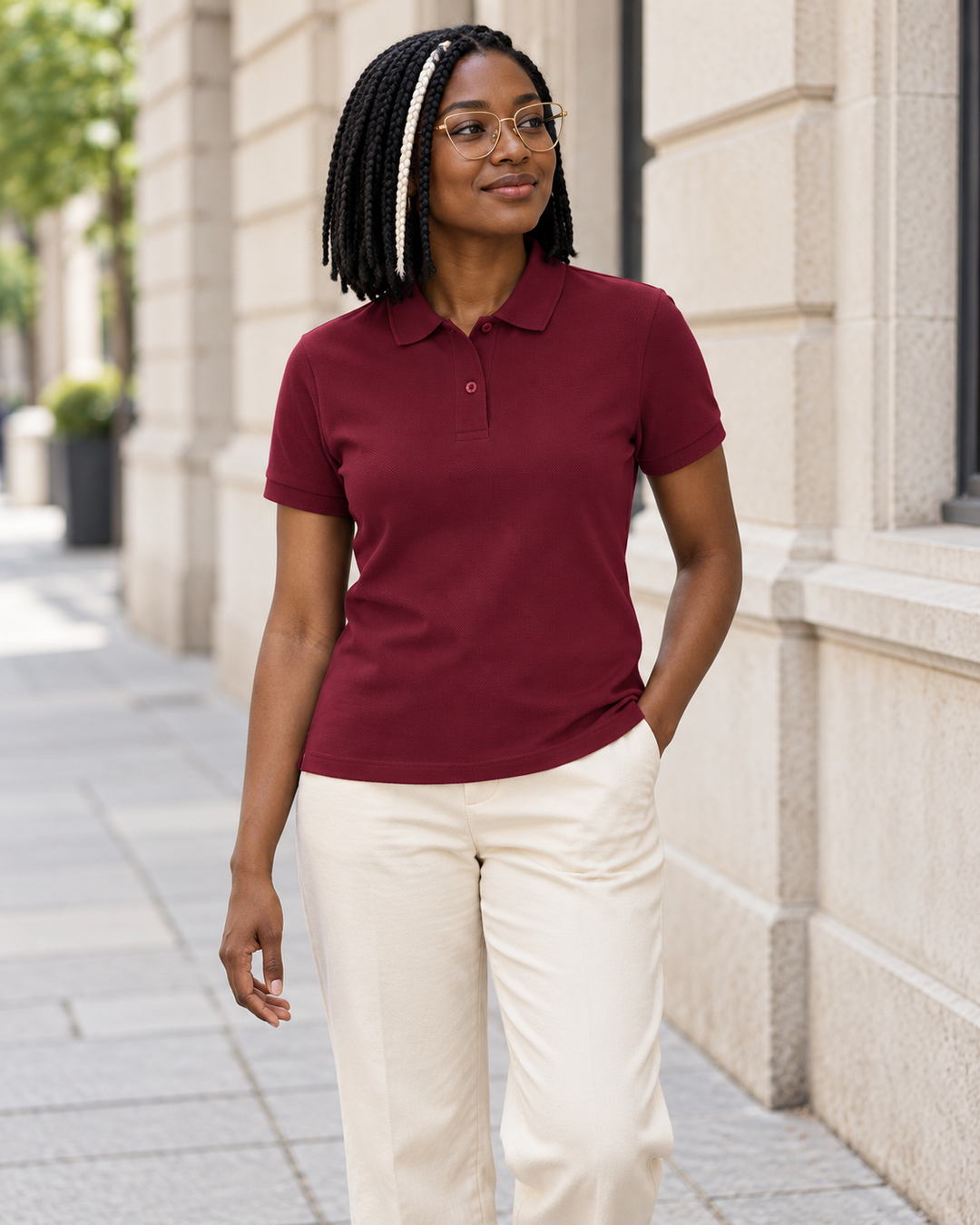 Sitztgut Damen-Poloshirt aus Baumwoll-Piqué, 185 g/m² – Burgundy – Alltagsansicht