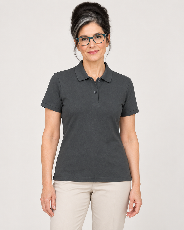 Sitztgut Damen-Poloshirt aus Baumwoll-Piqué, 185 g/m² – Anthracite – Vorderansicht