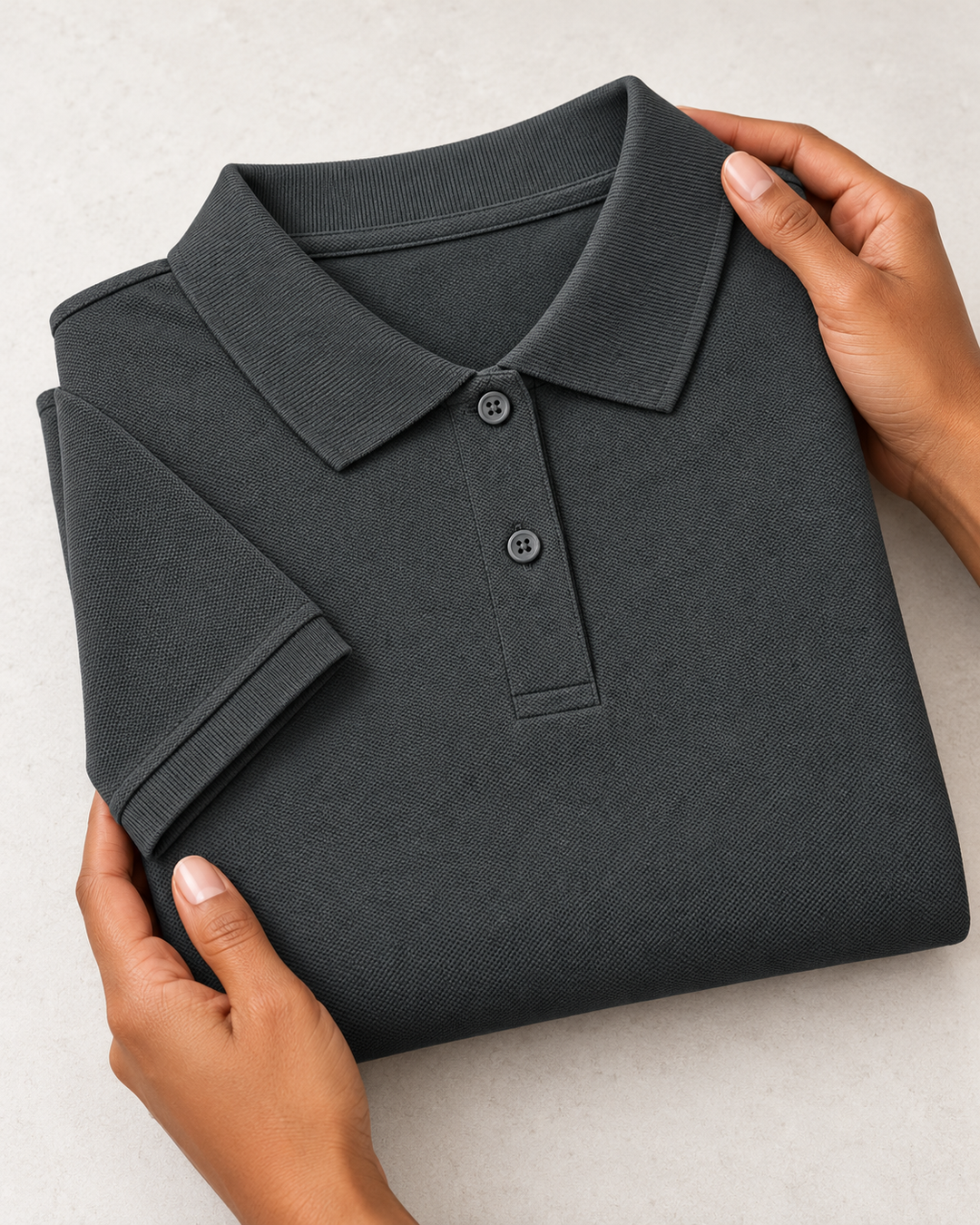 Sitztgut Damen-Poloshirt aus Baumwoll-Piqué, 185 g/m² – Anthracite – Materialdetail