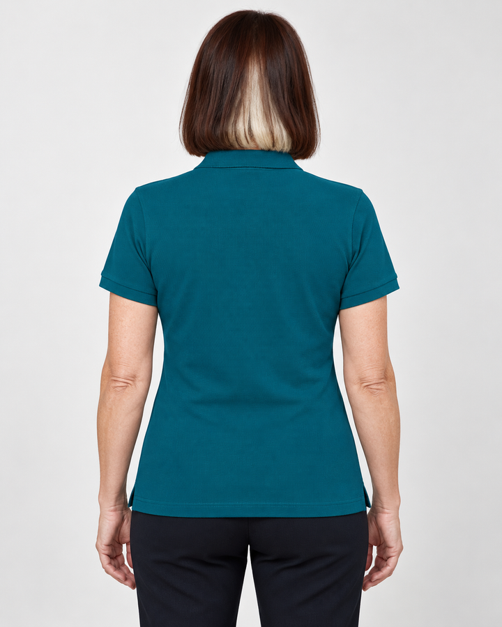 Sitztgut Damen-Poloshirt aus Baumwoll-Piqué, 185 g/m² – Ocean Depth – Rückenansicht