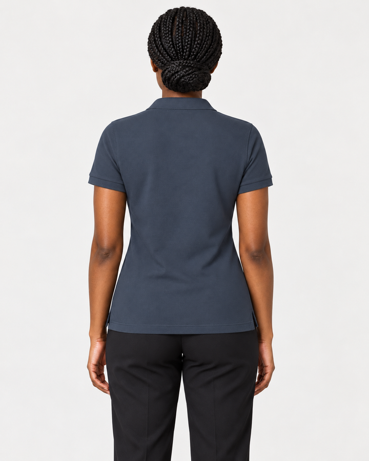 Sitztgut Damen-Poloshirt aus Baumwoll-Piqué, 185 g/m² – India Ink Grey – Rückenansicht