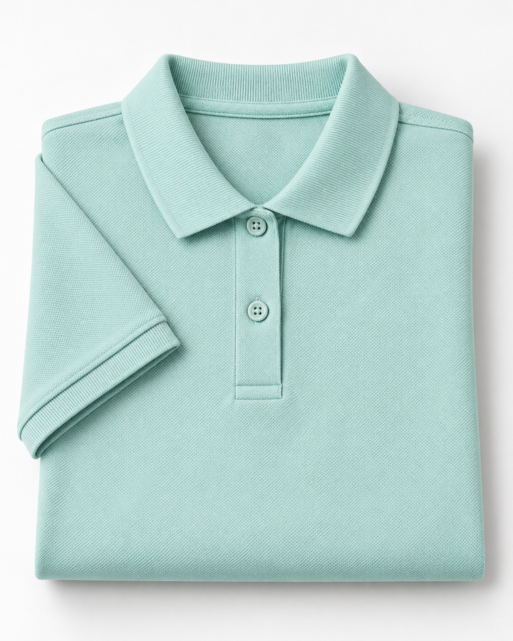 Sitztgut Damen-Poloshirt aus Baumwoll-Piqué, 185 g/m² – Caribbean Blue – Materialdetail