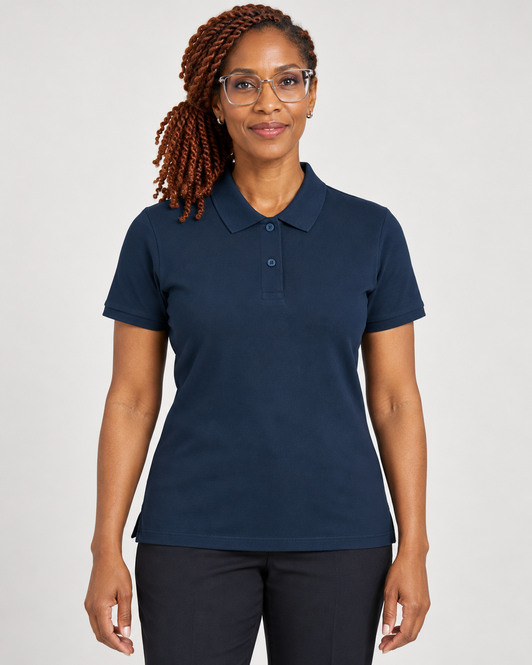 Sitztgut Damen-Poloshirt aus Baumwoll-Piqué, 185 g/m² – Marineblau – Vorderansicht