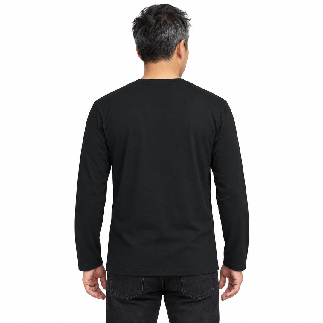 Sitztgut Unisex-Langarmshirt aus Baumwolle, 180 g/m² – Schwarz – Rückenansicht