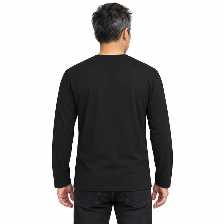 Sitztgut Unisex-Langarmshirt aus Baumwolle, 180 g/m² – Schwarz – Rückenansicht