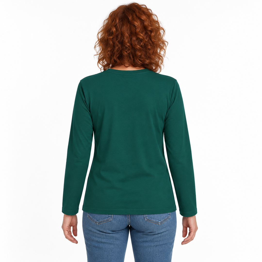 Sitztgut Unisex-Langarmshirt aus Baumwolle, 180 g/m² – Grün – Rückenansicht