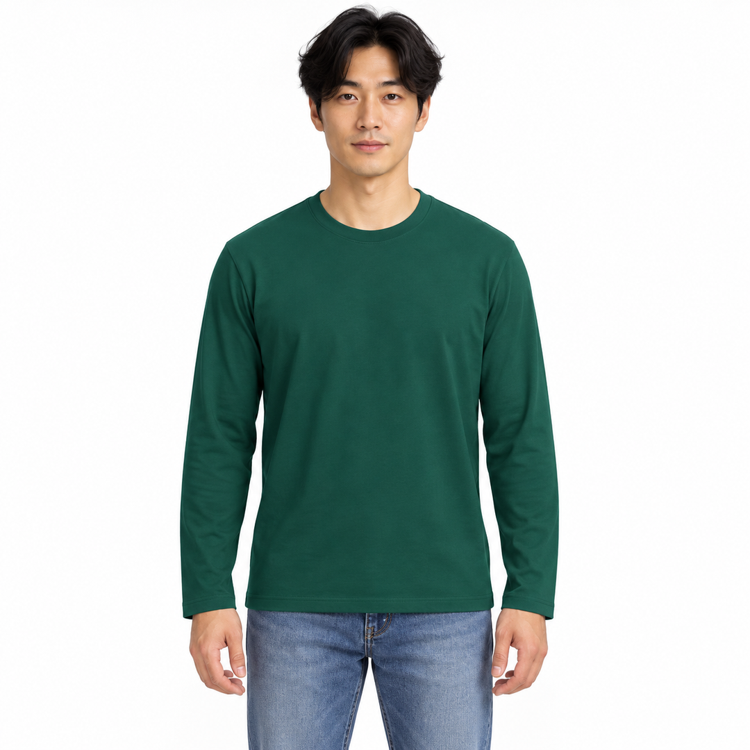 Sitztgut Unisex-Langarmshirt aus Baumwolle, 180 g/m² – Grün – Vorderansicht