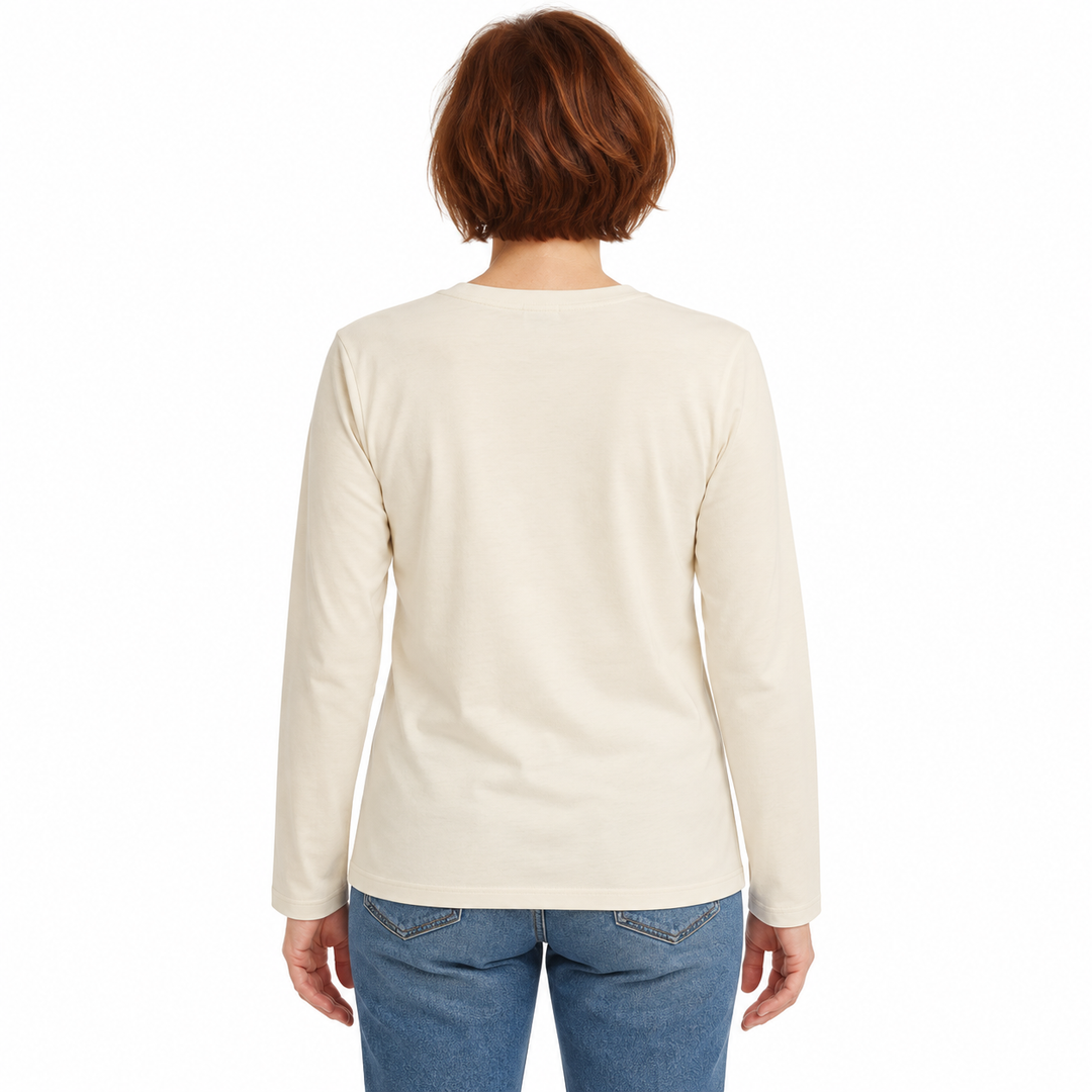 Sitztgut Unisex-Langarmshirt aus Baumwolle, 180 g/m² – Natur – Rückenansicht