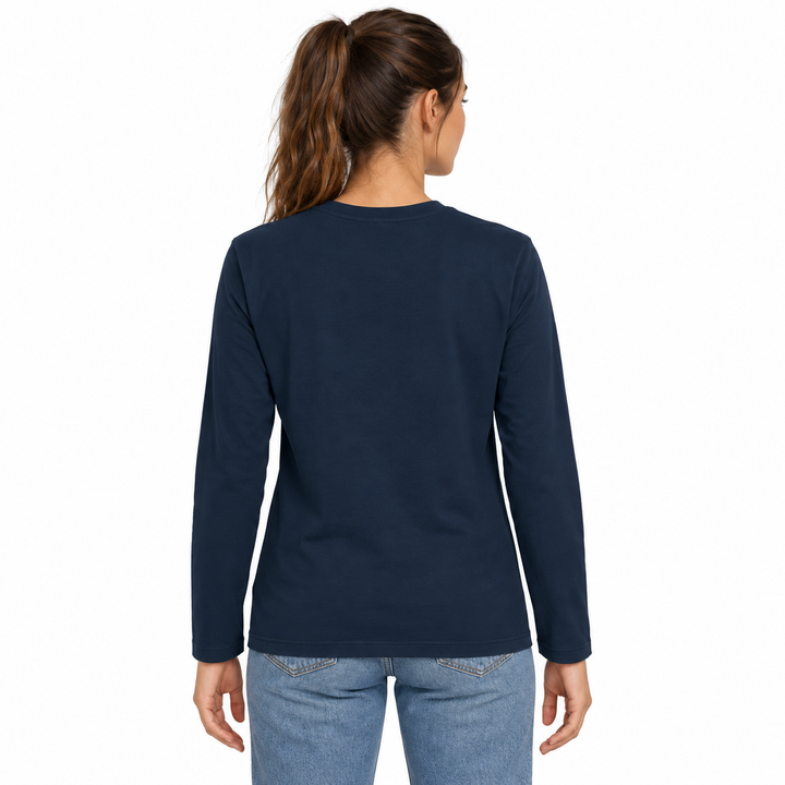 Sitztgut Unisex-Langarmshirt aus Baumwolle, 180 g/m² – Marineblau – Rückenansicht