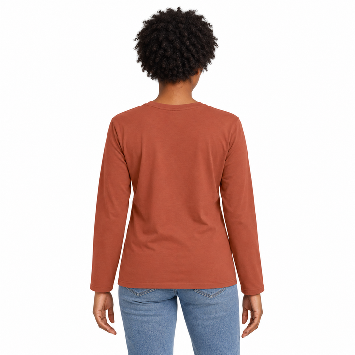 Sitztgut Unisex-Langarmshirt aus Baumwolle, 180 g/m² – Braun – Rückenansicht