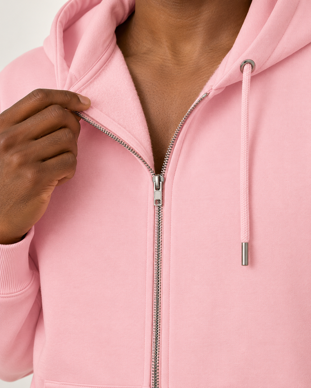 Sitztgut Unisex-Sweatjacke aus Baumwolle mit Kapuze – Cotton Pink – Materialdetail