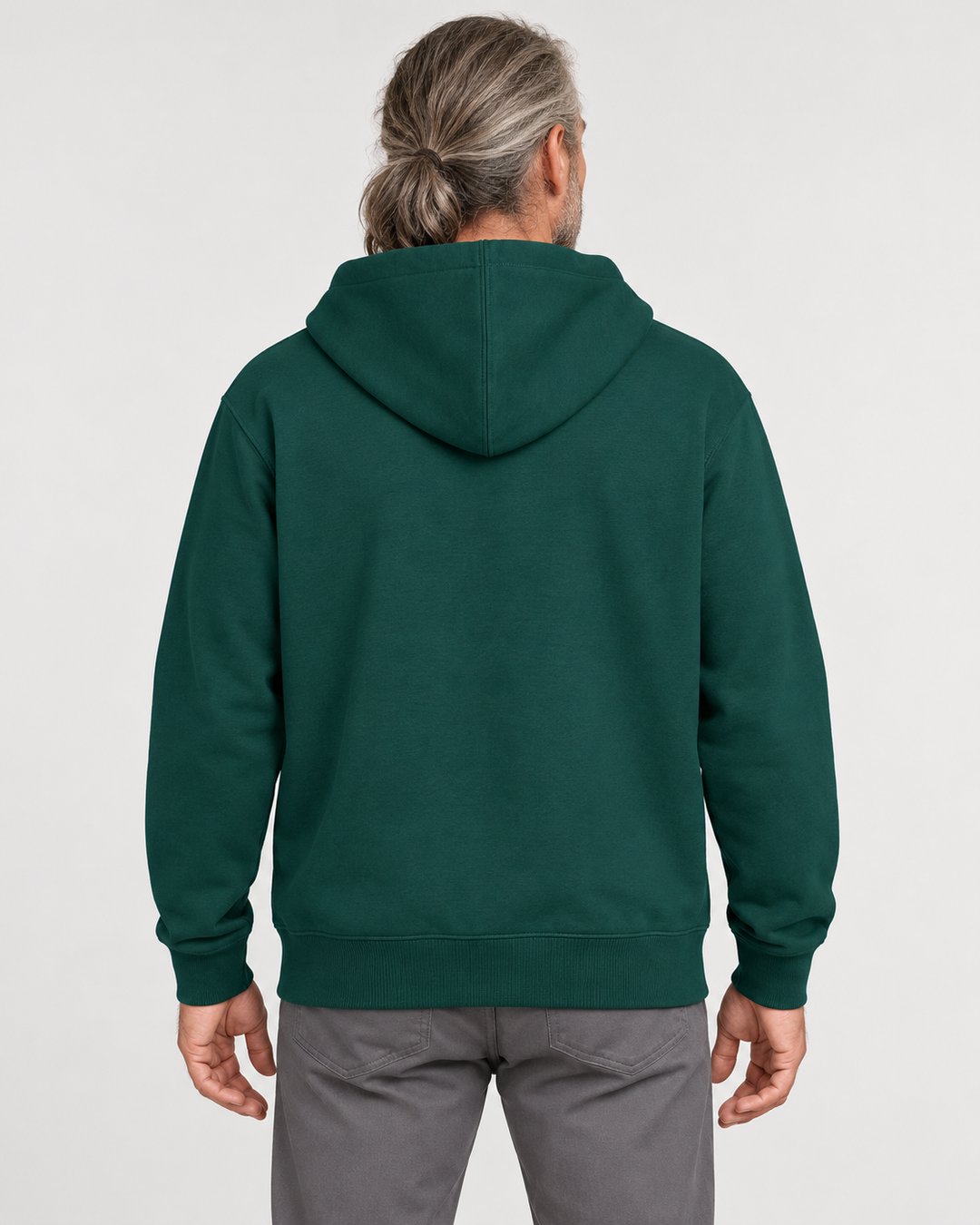 Sitztgut Unisex-Sweatjacke aus Baumwolle mit Kapuze – Glazed Green – Rückenansicht