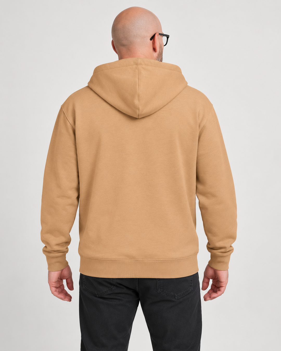Sitztgut Unisex-Sweatjacke aus Baumwolle mit Kapuze – Latte – Rückenansicht