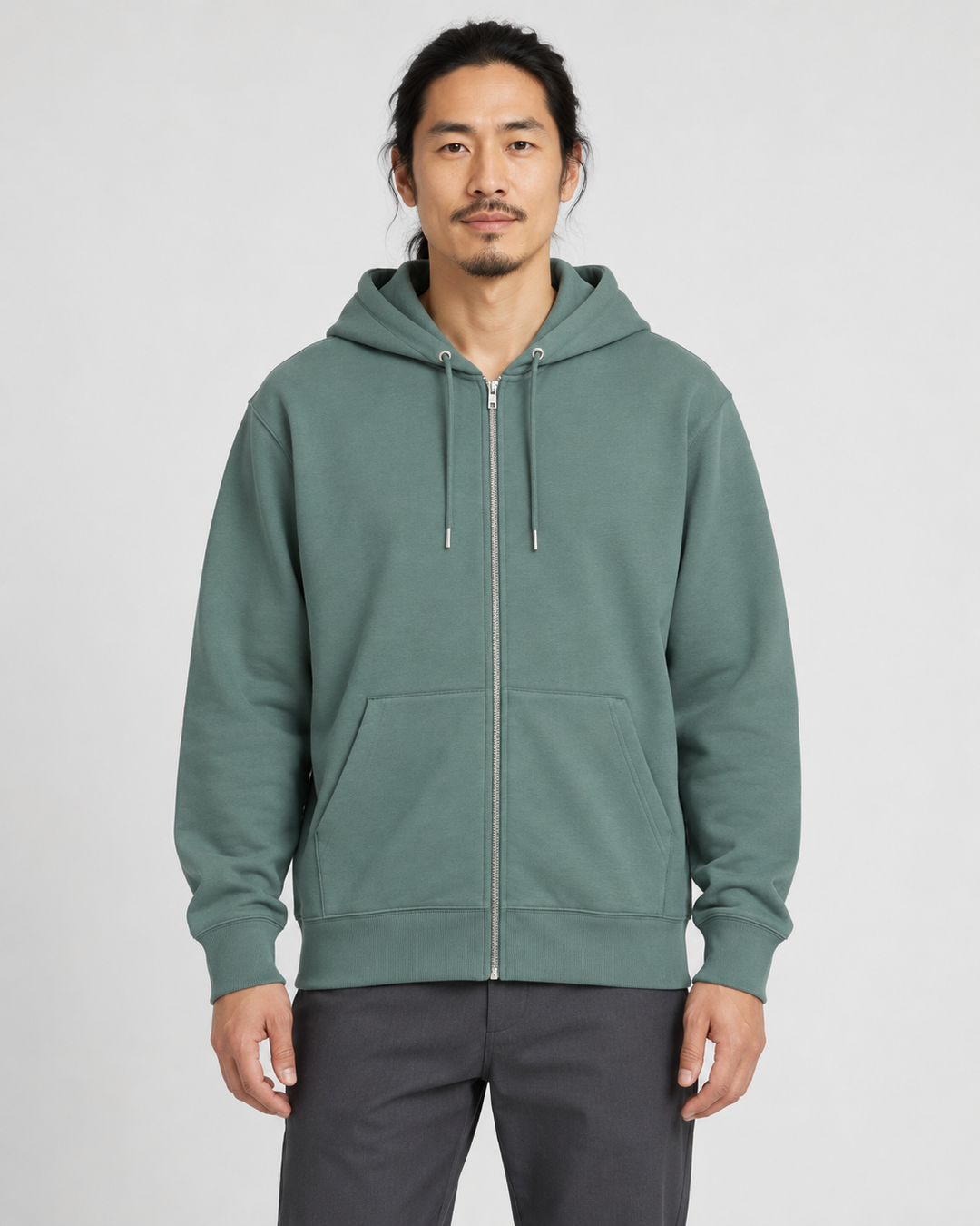 Sitztgut Unisex-Sweatjacke aus Baumwolle mit Kapuze – Green Bay – Vorderansicht