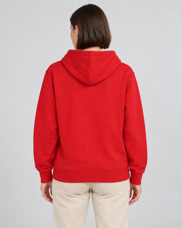 Sitztgut Unisex-Sweatjacke aus Baumwolle mit Kapuze – Red – Rückenansicht