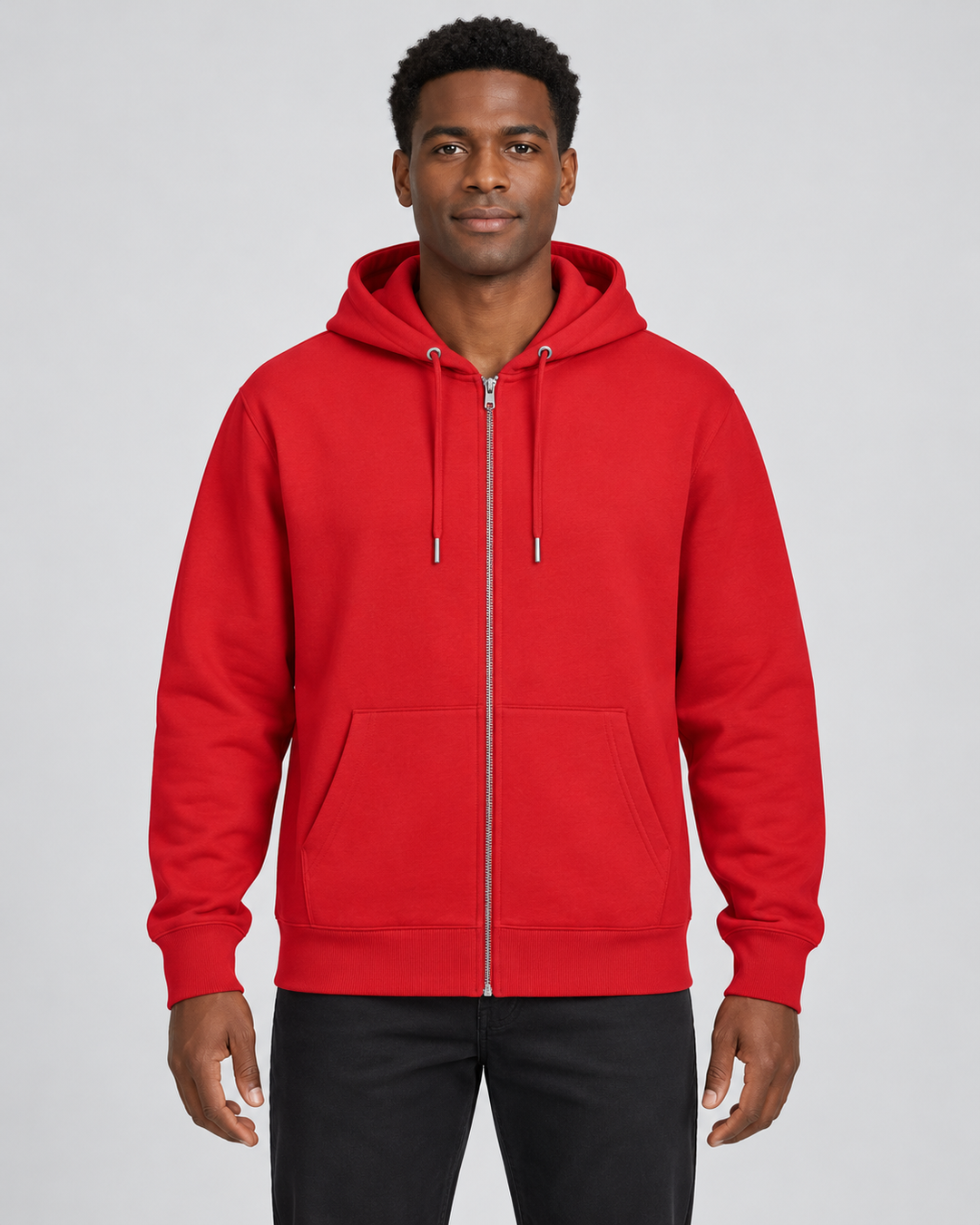 Sitztgut Unisex-Sweatjacke aus Baumwolle mit Kapuze – Red – Vorderansicht