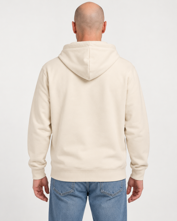 Sitztgut Unisex-Sweatjacke aus Baumwolle mit Kapuze – Natur – Rückenansicht