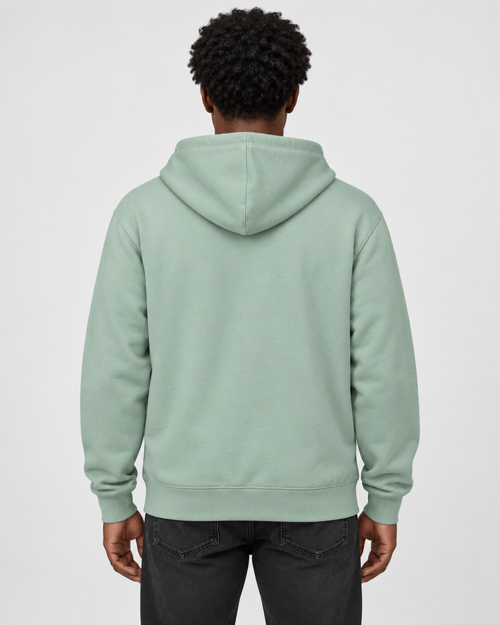 Sitztgut Unisex-Sweatjacke aus Baumwolle mit Kapuze – Aloe – Rückenansicht