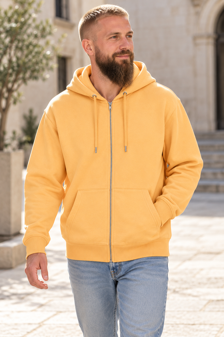 Sitztgut Unisex-Sweatjacke aus Baumwolle mit Kapuze – Nispero – Alltagsansicht