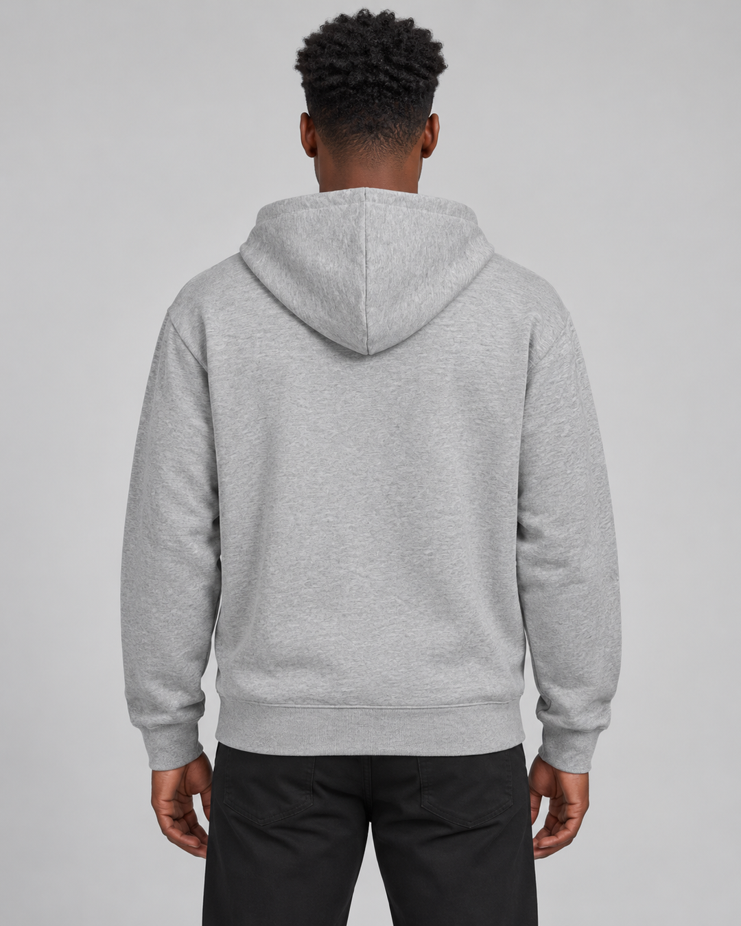 Sitztgut Unisex-Sweatjacke aus Baumwolle mit Kapuze – Grau meliert (Heather Grey) – Rückenansicht