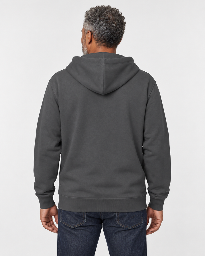 Sitztgut Unisex-Sweatjacke aus Baumwolle mit Kapuze – Anthracite – Rückenansicht