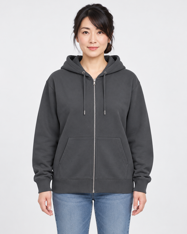 Sitztgut Unisex-Sweatjacke aus Baumwolle mit Kapuze – Anthracite – Vorderansicht