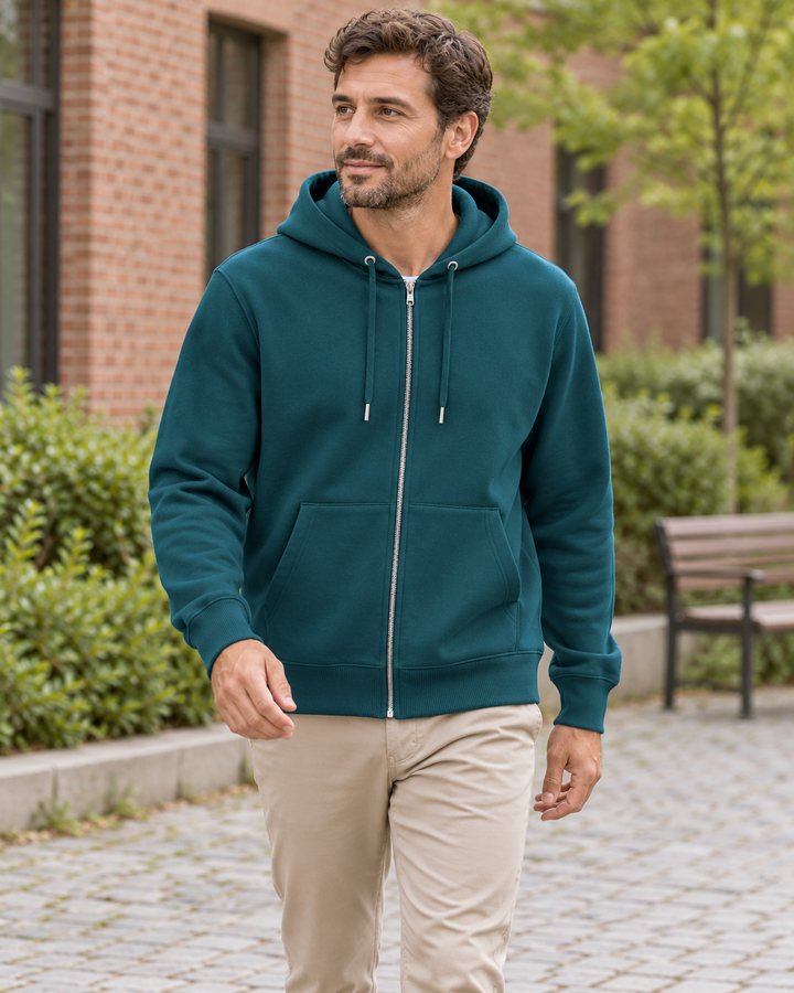 Sitztgut Unisex-Sweatjacke aus Baumwolle mit Kapuze – Stargazer – Alltagsansicht